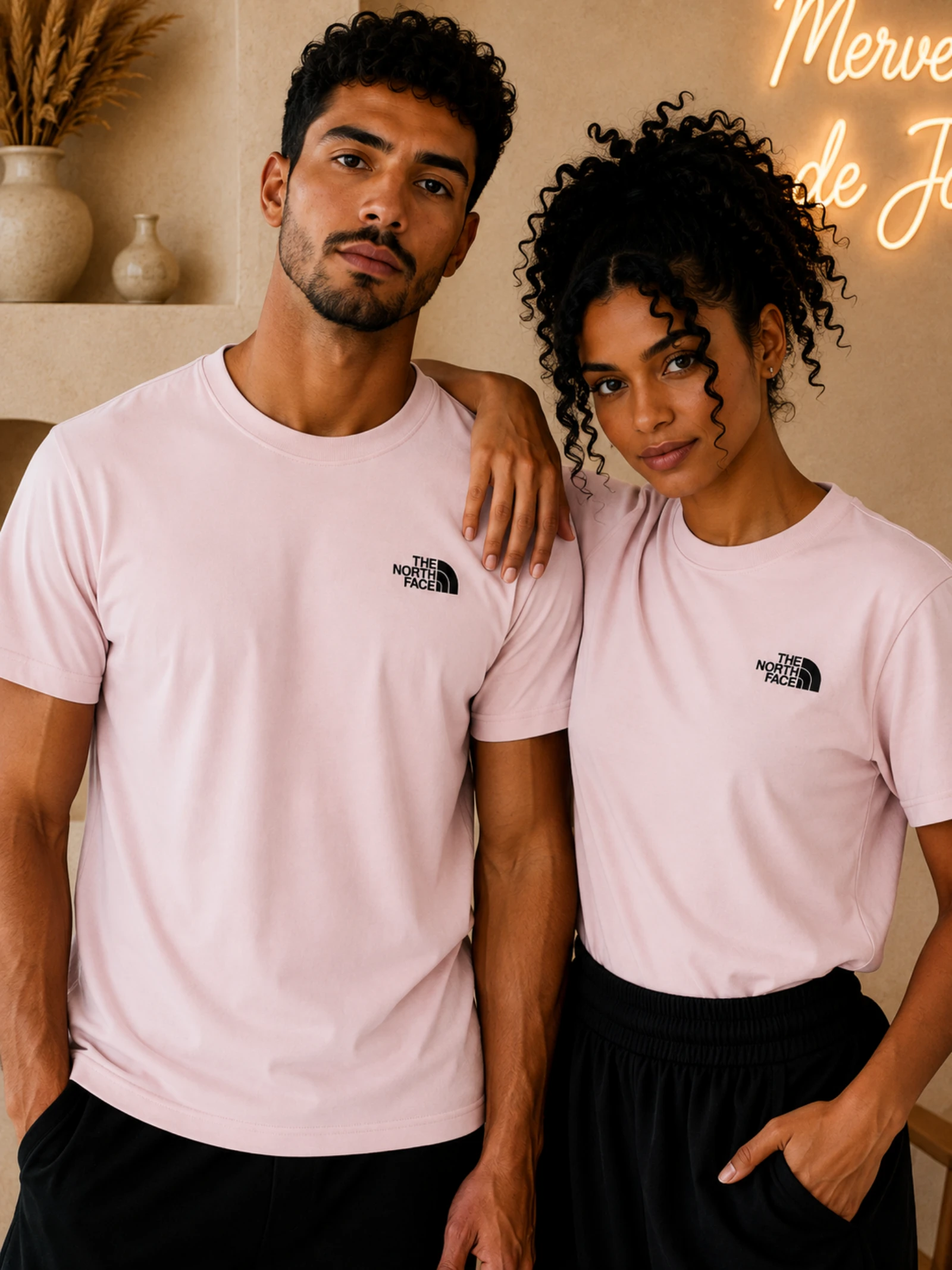 🌸 T-shirt The North Face – Rose pâle (Mixte)